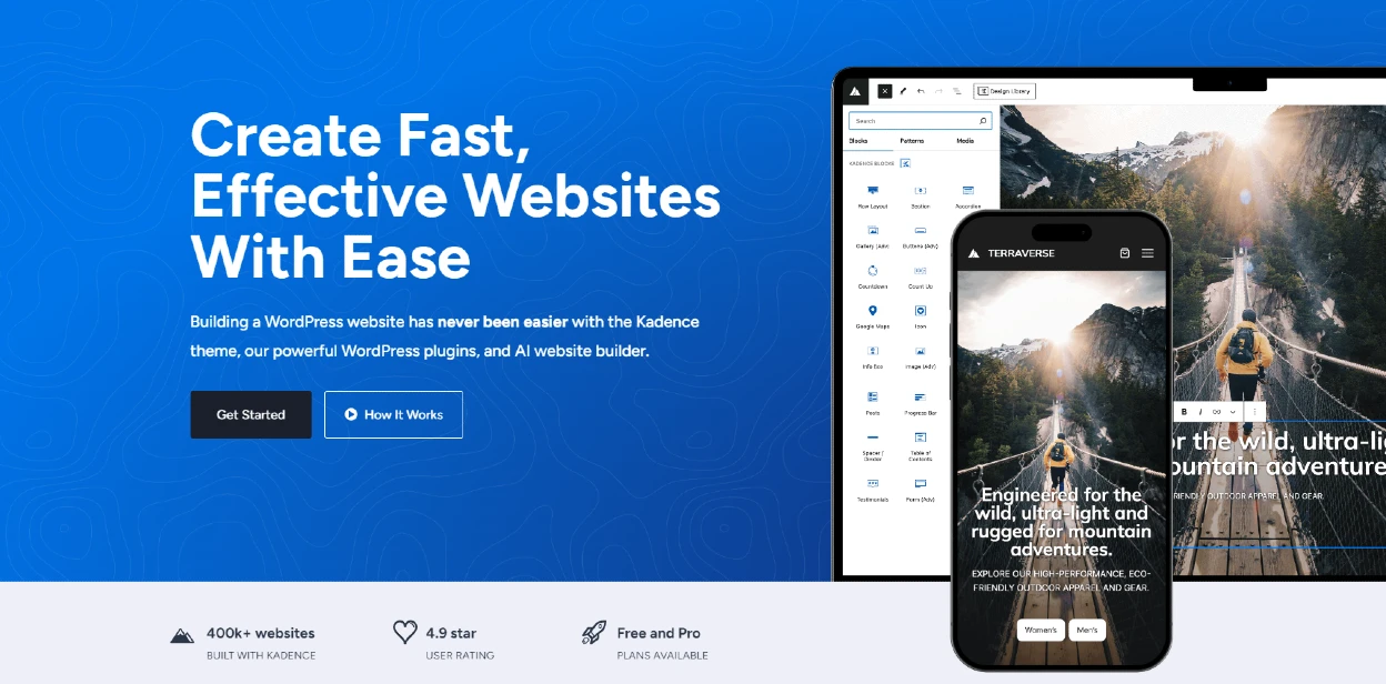 kadence theme- fastest wordpress themes