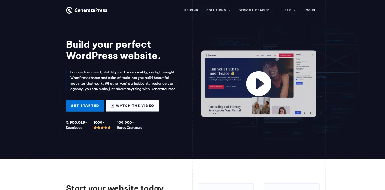 GeneratePress theme speed-focused layout